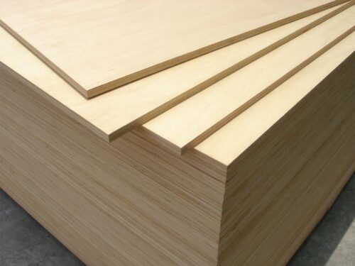 Stack of Several Boards of Fir Plywood